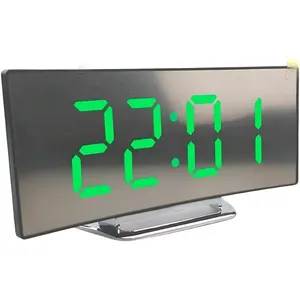 Relógio Digital de Mesa Curvado Espelhado