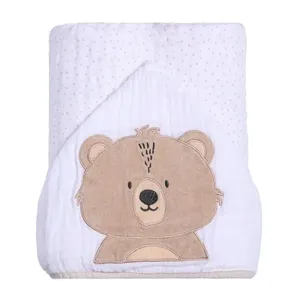 Toalha De Banho Soft Capuz Bordado Urso Ted Papi