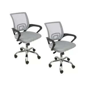 Kit 2 Cadeiras De Escritório Begonia Ergonômico Cinza