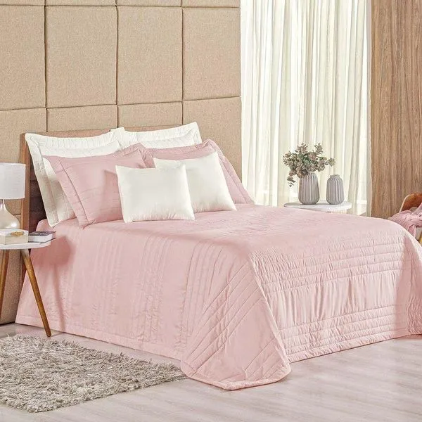 Cobre Leito Eden Queen 3 Peças Hipercal 180 Fios 100% Poliéster - Rosé