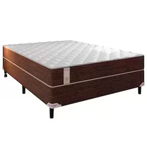 Cama Box de Casal Portobel Roma com Molas Ensacadas 60x138x188cm Branco com Marrom