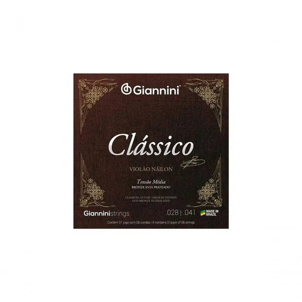 Encordoamento Para Violão Nylon 65-35 Tensão Média Bronze Prateado Genwpm