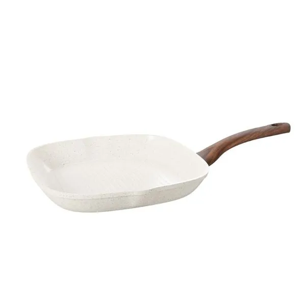 GRELHA JOMAFE OSLO STONE EM ALUMINIO FORJADO COM REVESTIMENTO CERÂMICO BRANCO 28CM 76128628