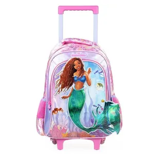 Mochila Escolar Infantil Com Rodinhas Feminina Ariel Premium Rosa Escuro U / Rosa