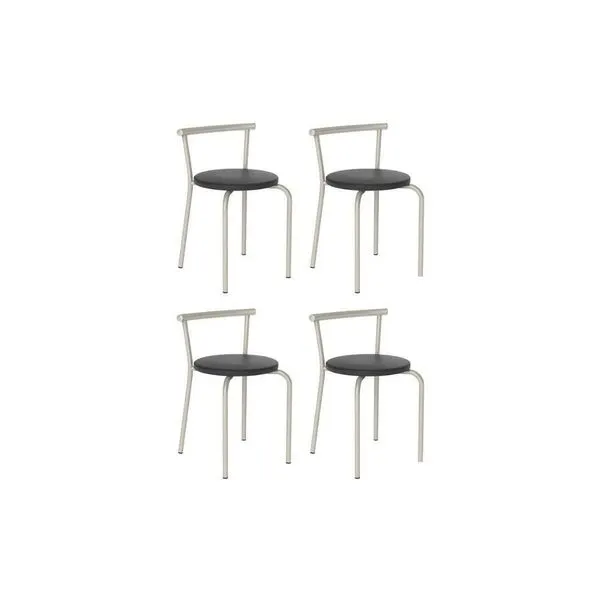 Banqueta De Cozinha 105 Kit 4 Uni Prata/courano Preto - Carraro