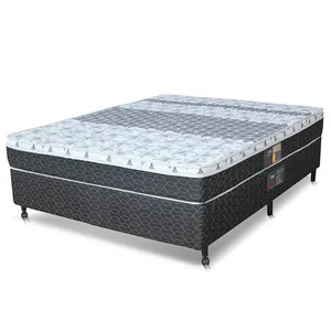 Cama Box Casal Castor Sleep Class com Mola Bonnel 64x128x188cm Branco com Cinza