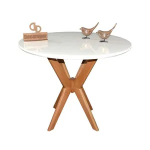 Mesa Jantar Pandora Tampo Redondo Laca Com Vidro 90cm Branco