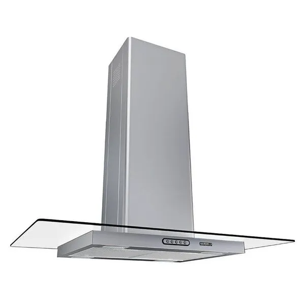 Coifa Ilha 90cm Vidro Reto Nardelli Inox 110V
