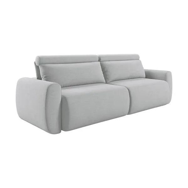 Sofá 3 Lugares Retrátil e Reclinável City Linho Cinza Claro 180 cm