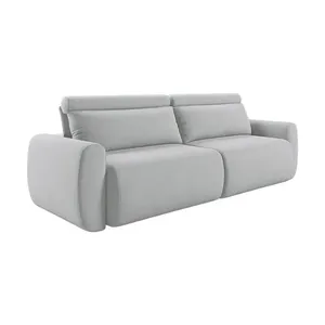 Sofá 3 Lugares Retrátil e Reclinável City Linho Cinza Claro 180 cm