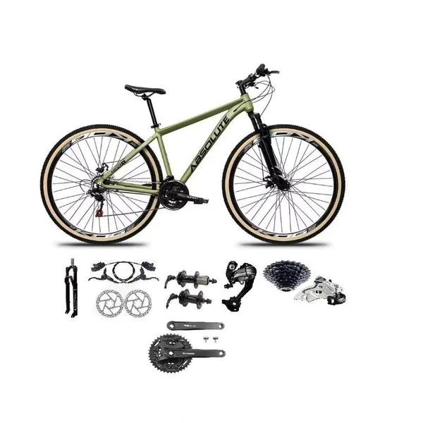 Bicicleta Aro 29 Absolute Nero 5 Câmbios Shimano Altus 27v Freio Hidráulico Garfo Com Trava Oliva 21