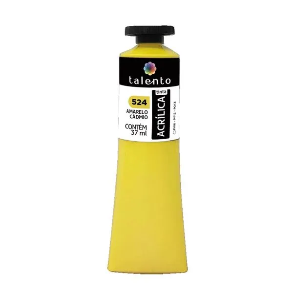 Tinta Acrílica para Tela Talento 37ml 524 Amarelo Cadmio