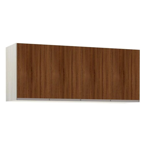 Maleiro Casal 4 Portas 165 Cm Crema Com Nogueira Dourado
