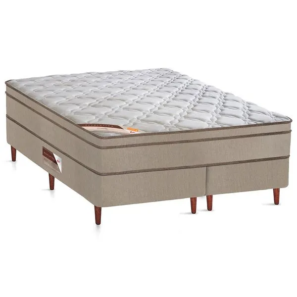Cama Box Super King Castor Revolution com Molas Ensacadas 66x193x203cm Branco com Bege