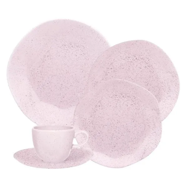 Jogo De Jantar 30 Peças Ryo Chá Pink Sand Porcelana Oxford