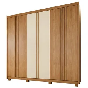 Guarda Roupa Porto 6 Portas Ripado 4 Gavetas 10 Prateleiras Cinamomo 2 Portas Off