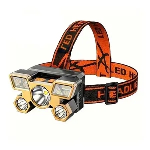 Lanterna De Cabeça LED Longo Alcance Cor:Dourado