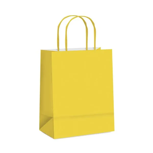 Sacola de Papel Cromus Liso Amarelo G 32x26,5x13cm