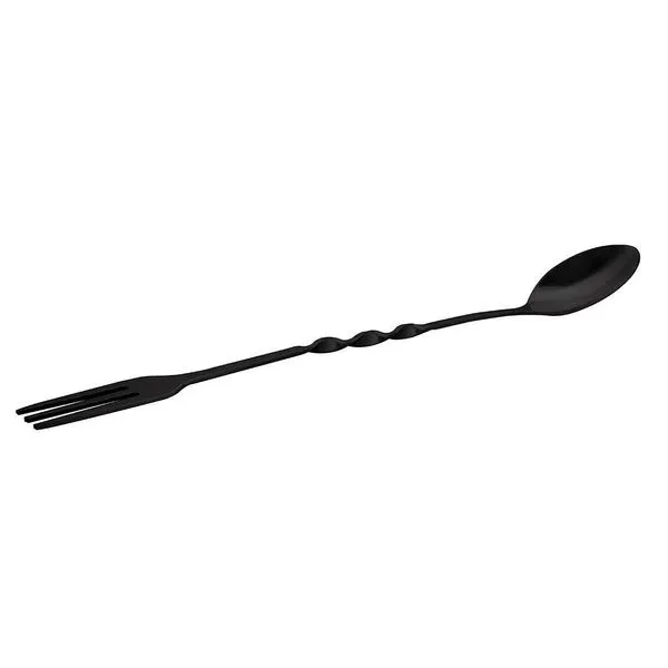 Colher Bailarina para Bar Dynasty com Garfo em Aço Inox 23 cm Preto