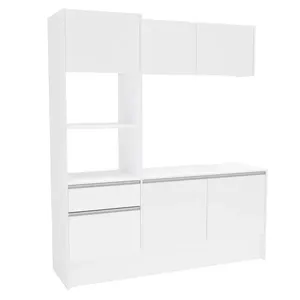 Cozinha Compacta Politorno Mov Evora MDP com 6 portas, 1 Gaveta e 1 Prateleira - 182cm de largura Branco