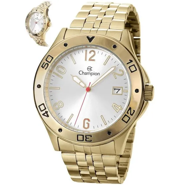 Relógio Champion Masculino Ref: Ca31195h Casual Aço Dourado