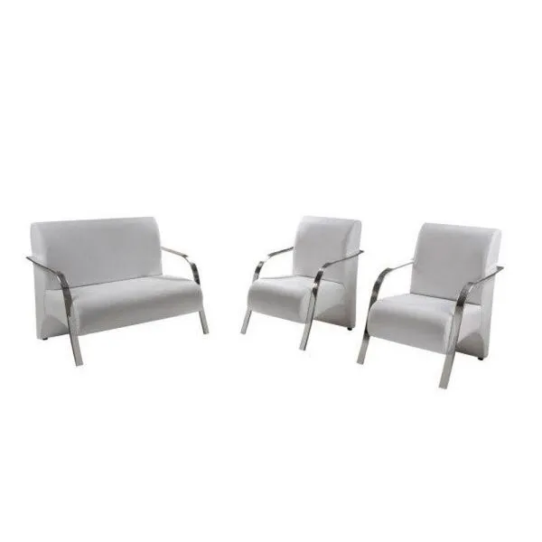 Conjunto Venus Alumínio Tecido Sintético Branco