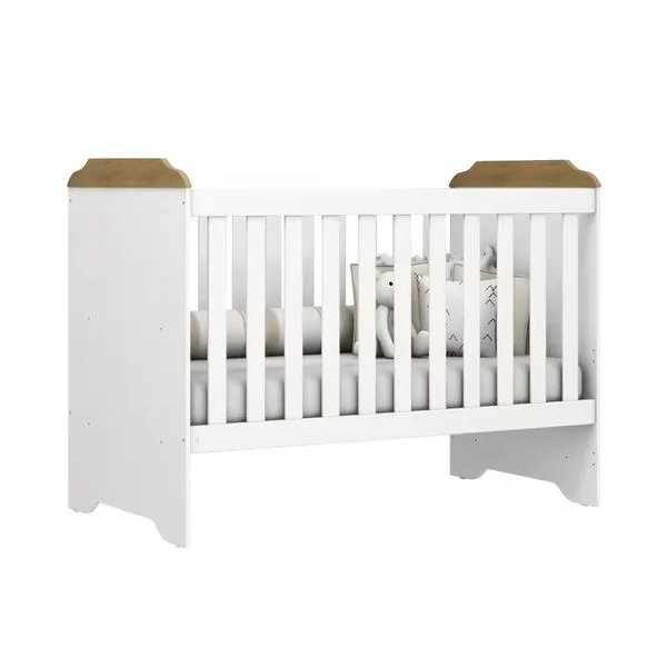 Berço Mini Cama Mel 3 em 1 com Suporte para Mosquiteiro e 133cm de Largura Carolina Baby Branco e Bétula