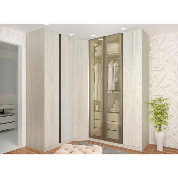 Guarda Roupa De Canto Casal 6 Portas E Legno Crema