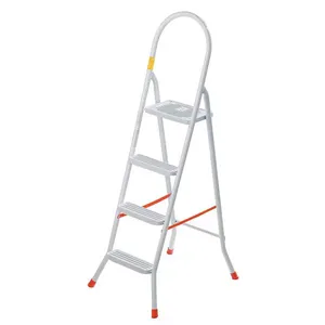 Escada Doméstica Maxiutil 4 Degraus Branca Utimil Branco e Laranja