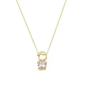 Colar mae e filho com cristal banhado em Ouro 18k