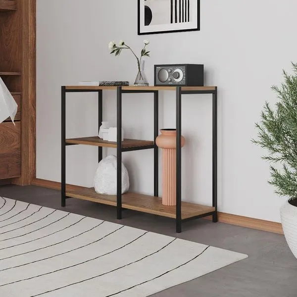Aparador Industrial Artesania Preto E Imbuia 95cm