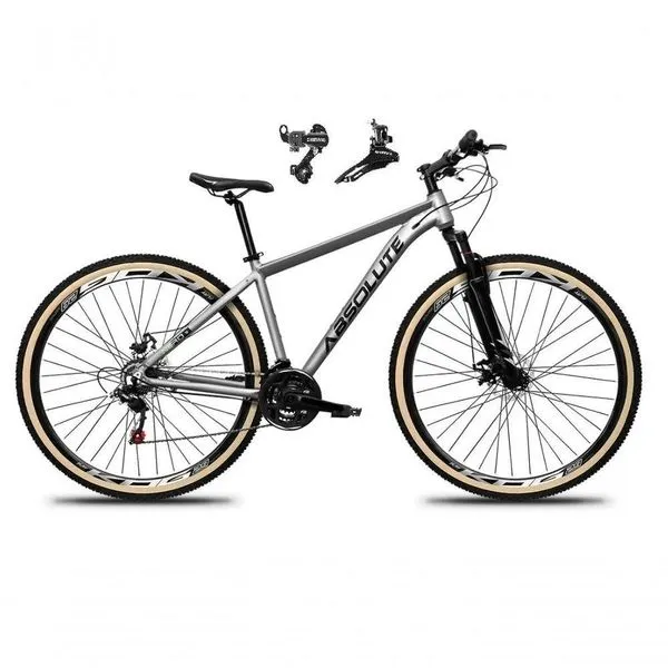 Bicicleta Aro 29 Absolute Nero 5 Alumínio 24v Câmbios Shimano Freio A Disco Mountain Bike Cinza 19