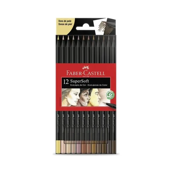 Lápis de Cor Faber-Castell Ecolápis Supersoft Metallic 12 Cores