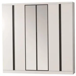 Guarda Roupa Casal Bartira Monte Rei 6 Portas 6 Gavetas com Espelho 238 cm Largura Branco com Grafite