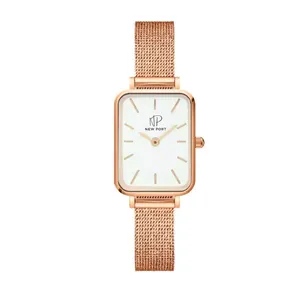 Relógio Quadrado Feminino De Pulso Analógico New Port Rosé