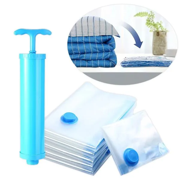 Kit 5 Sacos Vácuo Bomba De Ar Organização Espaço