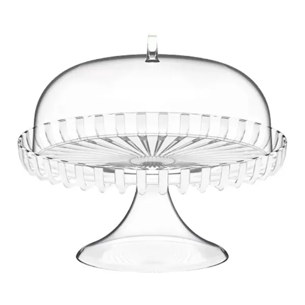 PRATO PARA BOLO GUZZINI COM DOMO E PEDESTAL EM BIO PLÁSTICO BRANCO PÉROLA 12580042