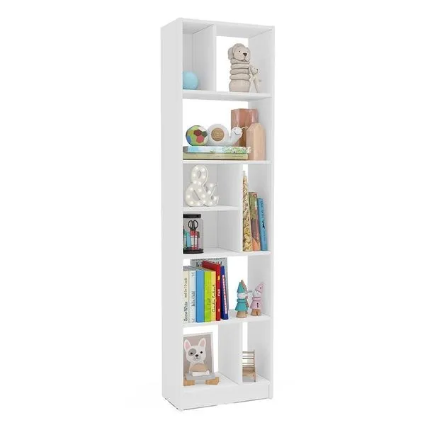 Estante de Livros Piratini Alta 9 Prateleiras 178cm Design Clean Compacta Politorno Branco