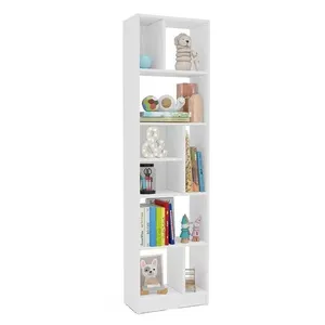 Estante de Livros Piratini Alta 9 Prateleiras 178cm Design Clean Compacta Politorno Branco