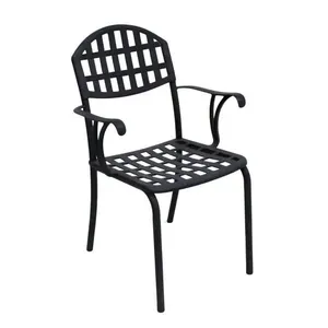 Cadeira Para Mesa De Jantar E área Externa Em Alumínio Modelo Verão Preto