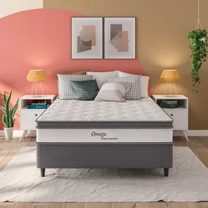 Cama Box Casal Herval Ômega Pillow Top e Molas Ensacadas Cinza
