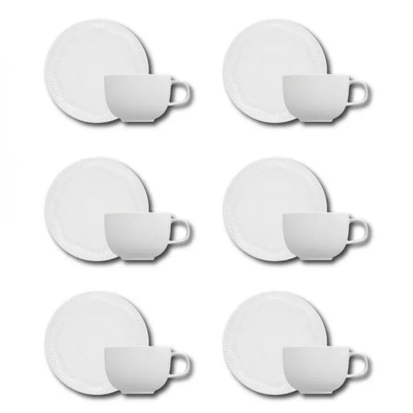 Conjunto de Xícaras para Café Germer Shell em Porcelana 80 ml 6 Peças Branco