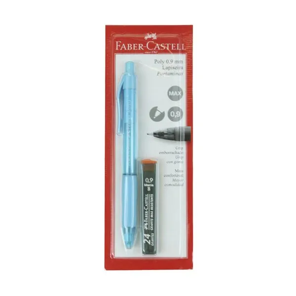 Lapiseira Faber-Castell Poly Clic 0.9mm Azul com Mina Refil 0.9mm Azul