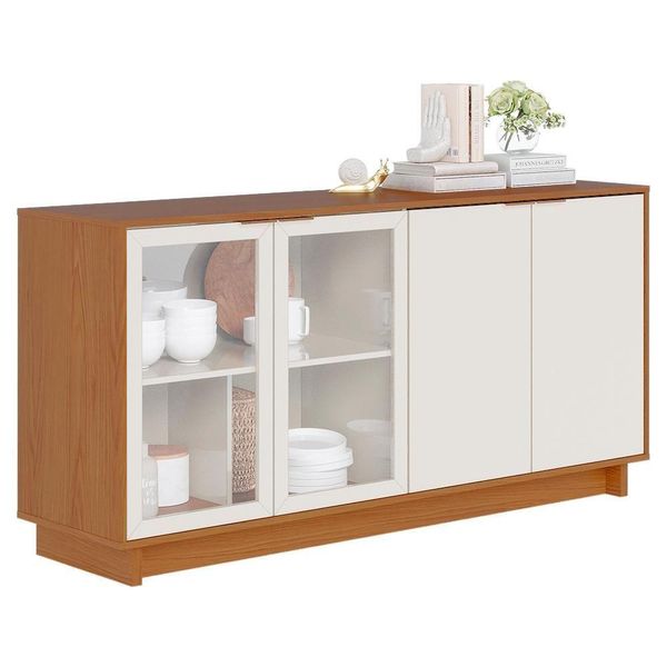 Aparador Buffet Vitoria 160cm 4 Portas De Giro - Ssx Multicoisas Cor Freijó/off White