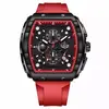 Relógios Masculino Lige 89148 Quadrado Esportivo Vermelho
