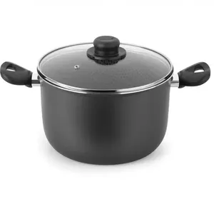 Caldeirão Gourmet Multiflon com Tampa de Vidro e Antiaderente de Alumínio 20cm Preto