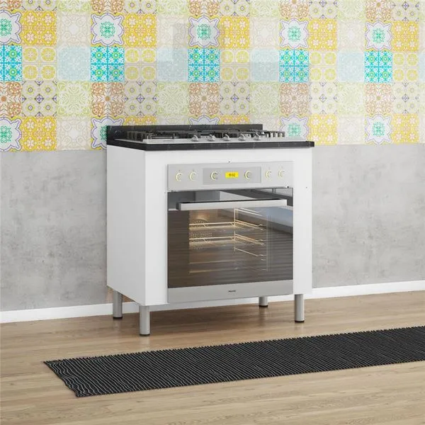 Balcão para Forno e Cooktop Rubi com 5 Bocas Bartira Branco