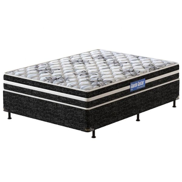 Cama Box de Casal Guarda Costas Premium Hiper Firme Espuma D20, 28 e 40 60x138x188cm Probel Branco e Preto