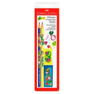 Kit Escolar Lápis HB + Apontador + Borracha Botânica 370523 - Faber