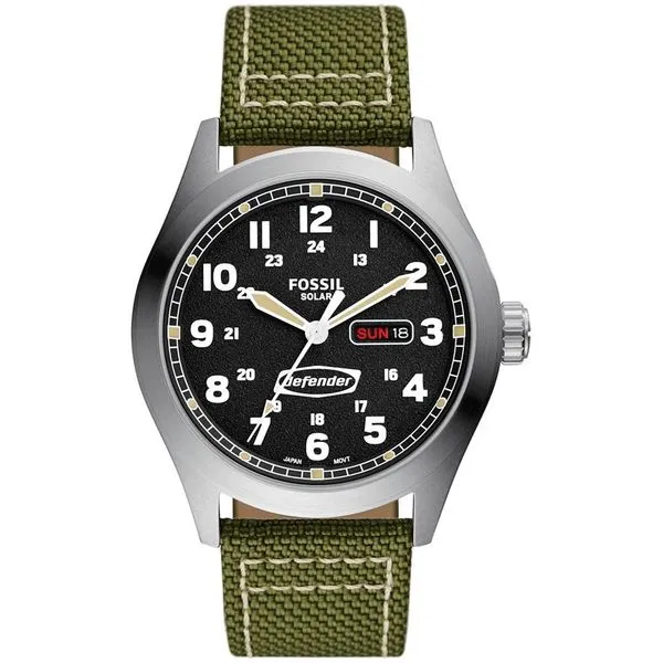 Relógio Fossil Masculino Ref:Fs5977/2kn Solar Militar Prateado